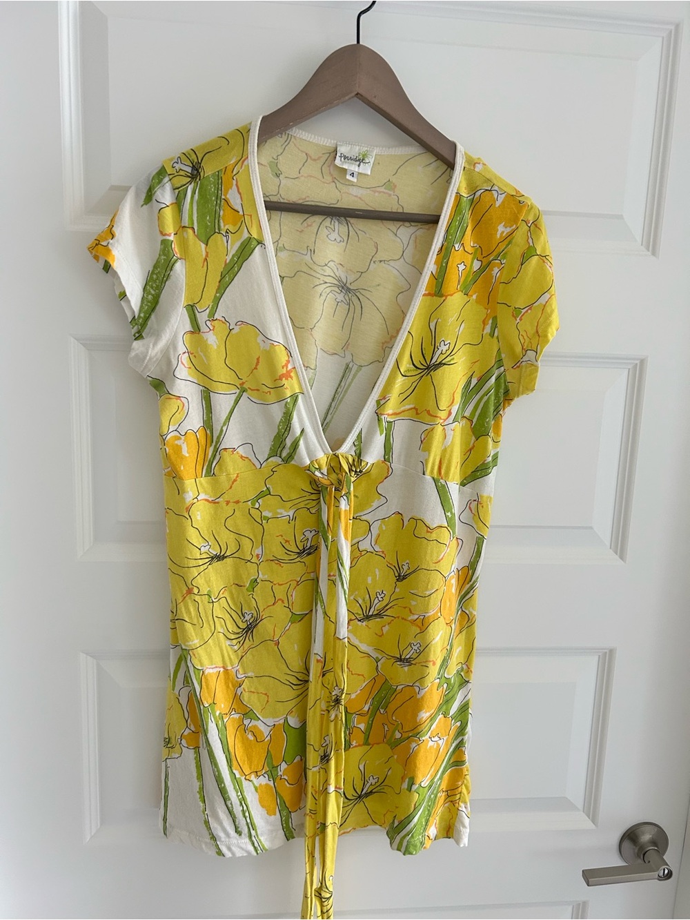 Porridge Floral Top Yellow White Size 4